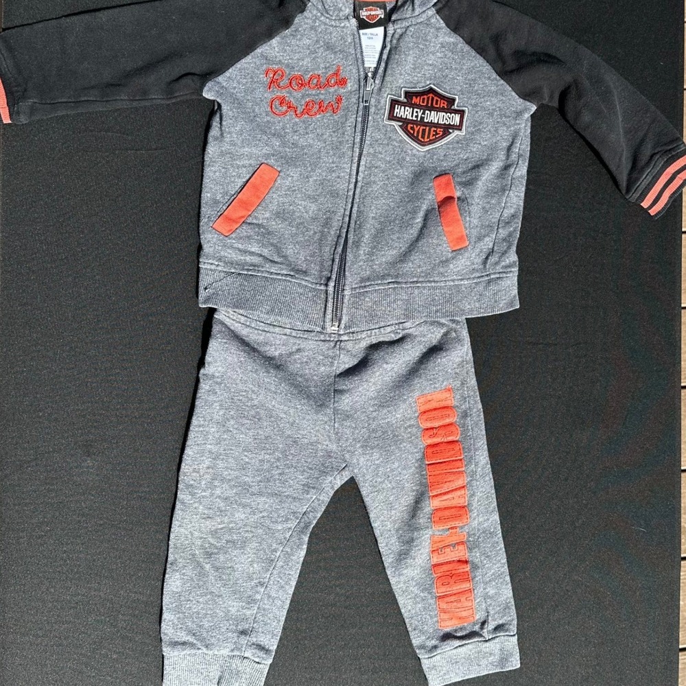 Harley-Davidson Road Crew Hoodie and Jogger Pants Set Gray Black 12M 2063607